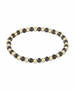 Enewton Jewelry Gold Grateful Pattern 4mm Bead Bracelet - Hematite