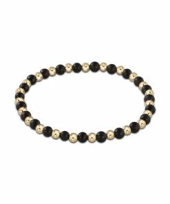 Enewton Gold Grateful Pattern 4mm Bead Bracelet - Matte Onyx Jewelry
