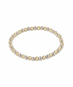 Enewton Gold Grateful Pattern 4mm Bead Bracelet - Pearl