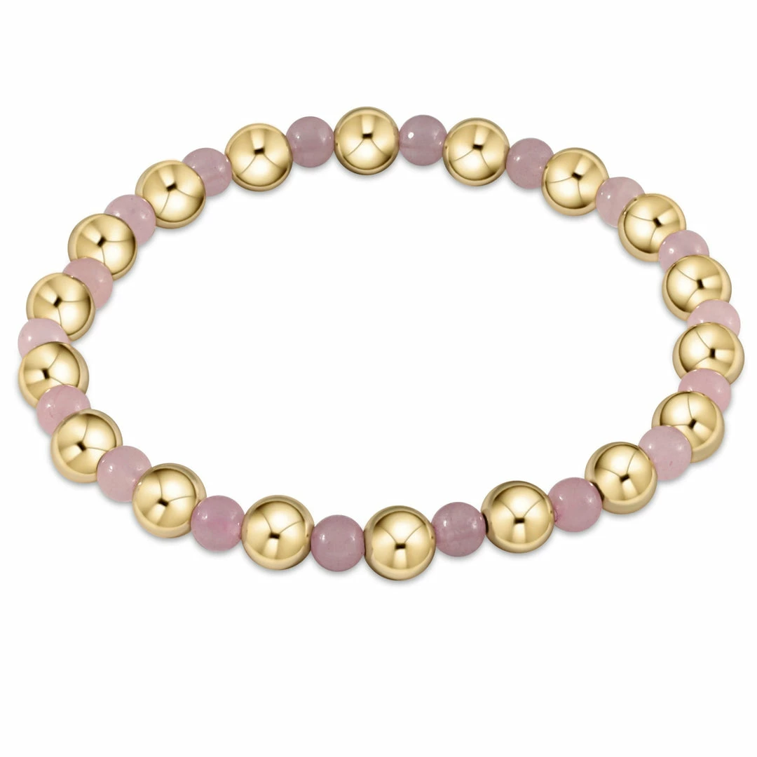 Enewton Gold Grateful Pattern 6mm Bead Bracelet - Rose Quartz Jewelry