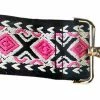 Ahdorned Embroidered Bag Straps - Black/Pink Diamond