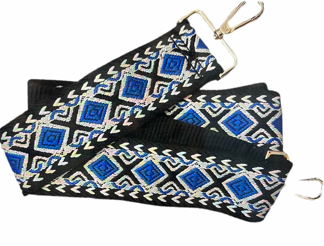 Ahdorned Embroidered Bag Straps - Black/Royal Diamond Bags