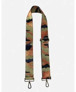 Ahdorned Camo Print 2" Adjustable Bag Strap W/Gold Hardware - Navy/Orange/Gold Camo Bags
