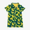 Posh Peanut Bananas Short Sleeve Collared Henley Romper Baby