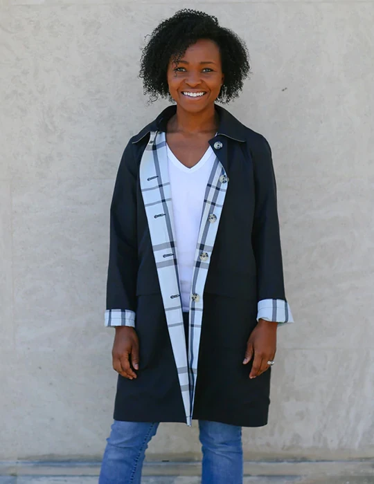 Rainraps Apparel Black & Light Blue Plaid RAINTRENCH (with Detachable Hood)