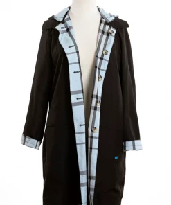 Rainraps Apparel Black & Light Blue Plaid RAINTRENCH (with Detachable Hood)