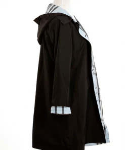 Rainraps Apparel Black & Light Blue Plaid RAINTRENCH (with Detachable Hood)