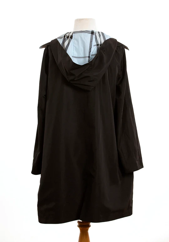 Rainraps Apparel Black & Light Blue Plaid RAINTRENCH (with Detachable Hood)