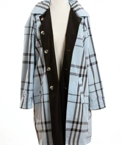 Rainraps Apparel Black & Light Blue Plaid RAINTRENCH (with Detachable Hood)