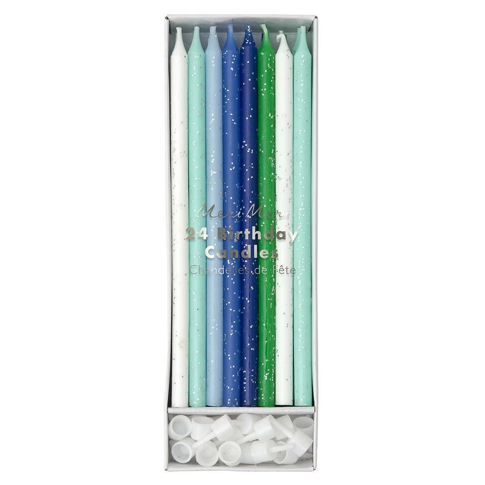 Meri Meri Blue Straight Birthday Candles