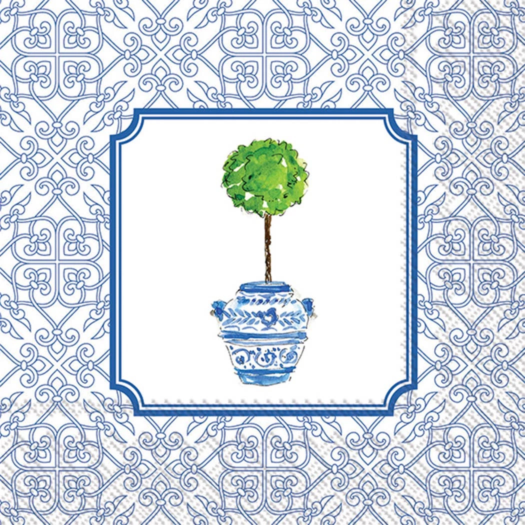 Boston International Rosanne Beck - Blue Topiary Paper Cocktail Napkin Napkins