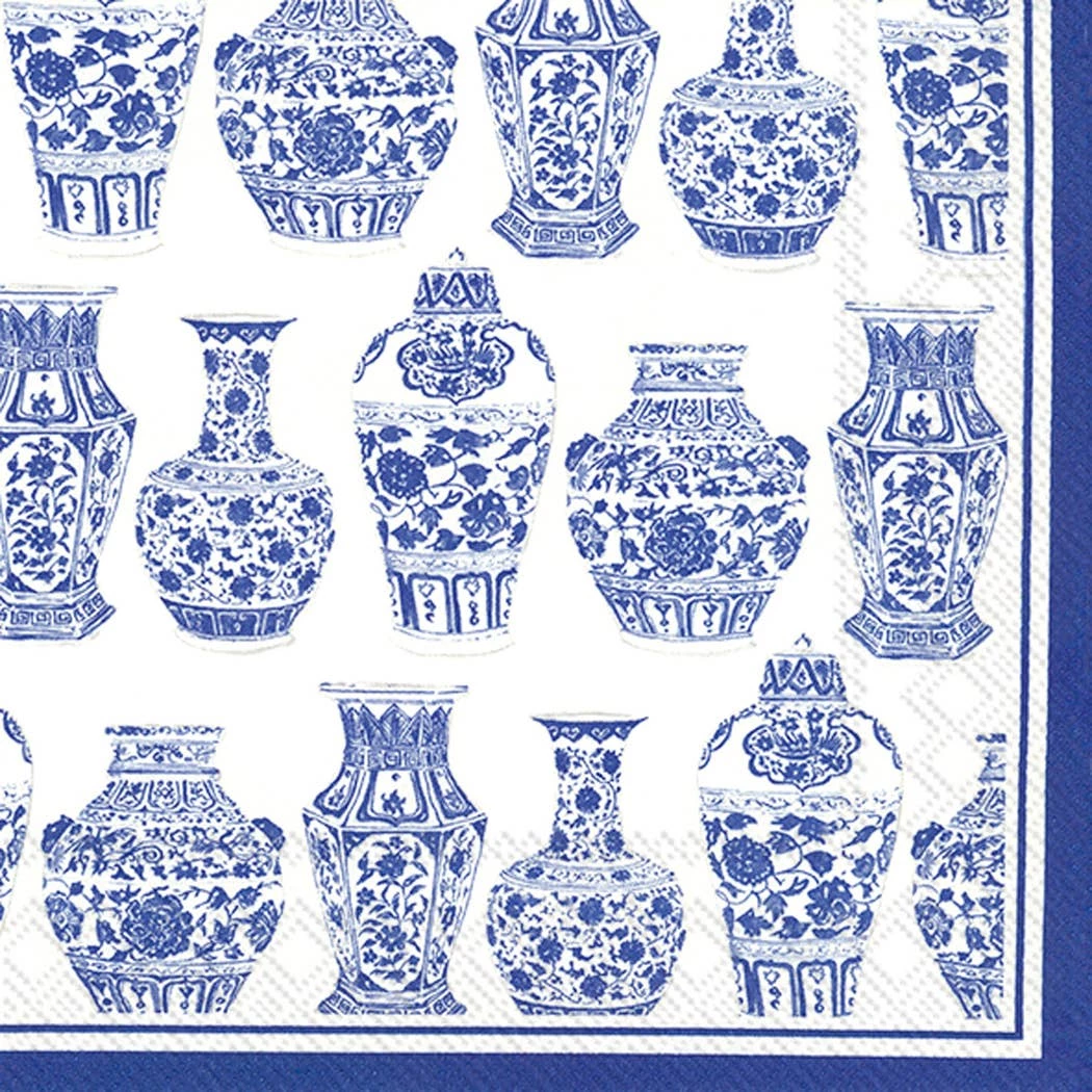Boston International Rosanne Beck - Blue And White Urns Paper Cocktail Napkin Napkins