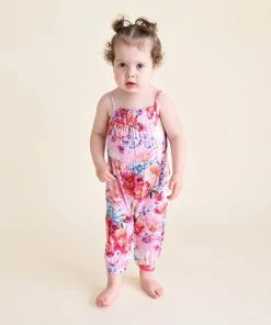 Posh Peanut Brisa Smocked Spaghetti Jumpsuit With Snaps