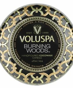 Voluspa Burning Woods - 4 Oz Mini Decorative Tin Candle Gifts