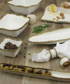 Pampa Bay Gifts Square Snack Bowl - White Gold