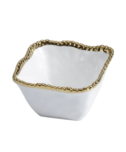 Pampa Bay Gifts Square Snack Bowl - White Gold