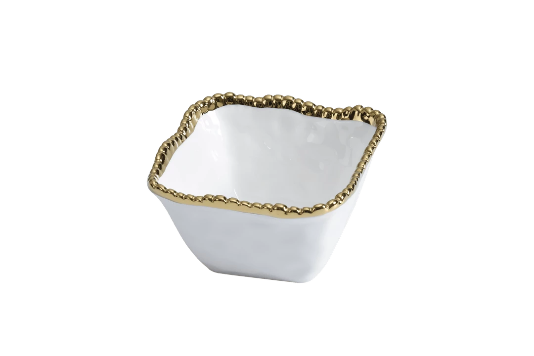 Pampa Bay Gifts Square Snack Bowl - White Gold