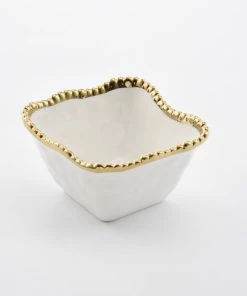 Pampa Bay Gifts Square Snack Bowl - White Gold