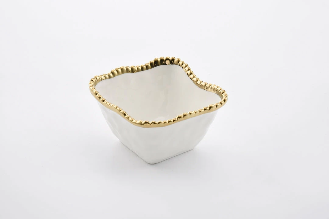 Pampa Bay Gifts Square Snack Bowl - White Gold