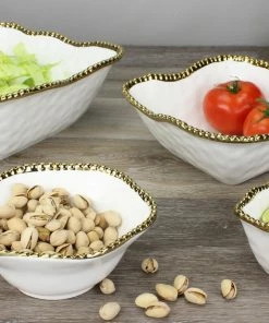 Pampa Bay Gifts Square Snack Bowl - White Gold