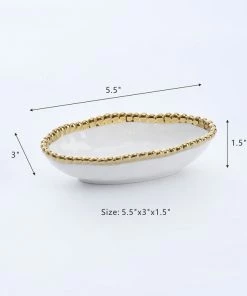 Pampa Bay Gifts Long Condiment Bowl - White Gold