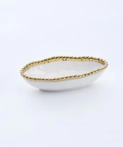 Pampa Bay Gifts Long Condiment Bowl - White Gold