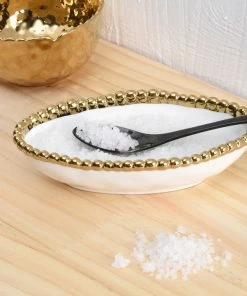 Pampa Bay Gifts Long Condiment Bowl - White Gold