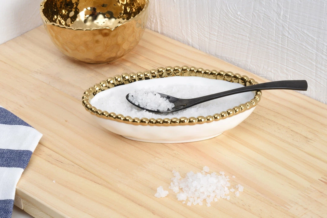 Pampa Bay Gifts Long Condiment Bowl - White Gold