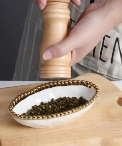 Pampa Bay Gifts Long Condiment Bowl - White Gold