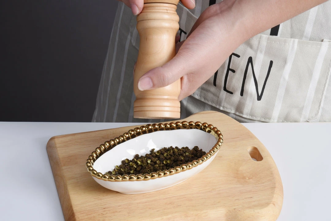 Pampa Bay Gifts Long Condiment Bowl - White Gold