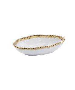 Pampa Bay Gifts Long Condiment Bowl - White Gold