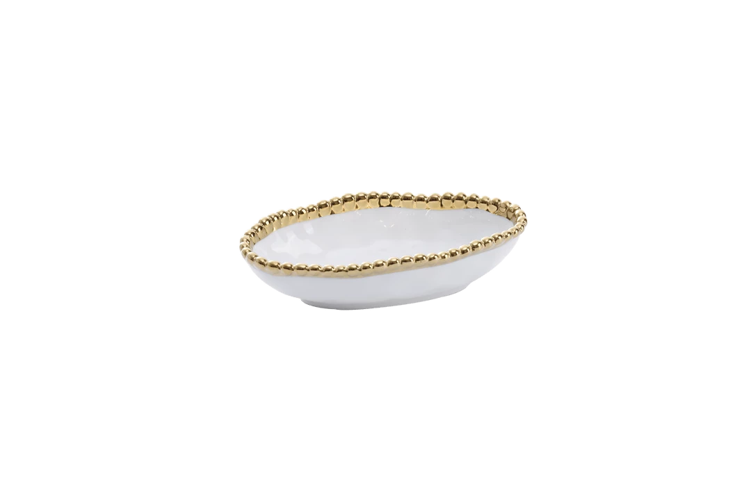 Pampa Bay Gifts Long Condiment Bowl - White Gold