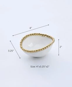 Pampa Bay Oval Condiment Bowl - White Gold (Golden Salerno) Gifts