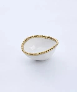 Pampa Bay Oval Condiment Bowl - White Gold (Golden Salerno) Gifts