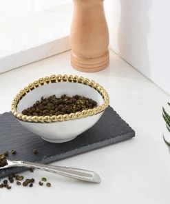 Pampa Bay Oval Condiment Bowl - White Gold (Golden Salerno) Gifts