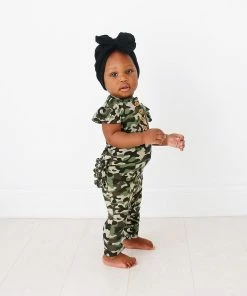 Posh Peanut Cadet Ruffled Capsleeve Henley Romper Baby