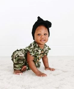 Posh Peanut Cadet Ruffled Capsleeve Henley Romper Baby