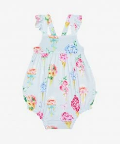 Posh Peanut Camille Basic Ruffled Capsleeve Bubble Romper