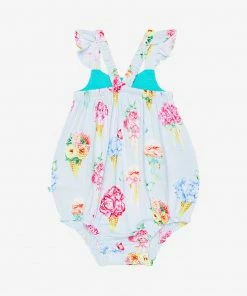 Posh Peanut Camille Basic Ruffled Capsleeve Bubble Romper