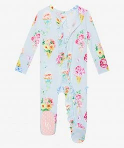 Posh Peanut Camille Footie Ruffled Zippered One Piece Baby