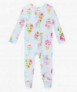 Posh Peanut Camille Footie Ruffled Zippered One Piece Baby