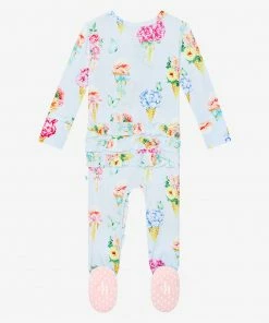 Posh Peanut Camille Footie Ruffled Zippered One Piece Baby