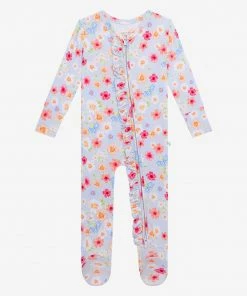 Posh Peanut Carissa Footie Ruffled Zippered One Piece