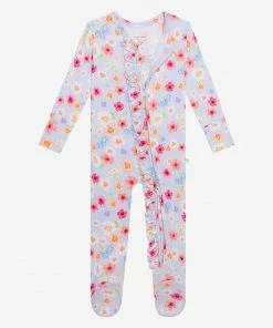 Posh Peanut Carissa Footie Ruffled Zippered One Piece