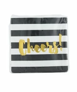 Cakewalk Black Stripe Foiled Cheers Napkin Napkins