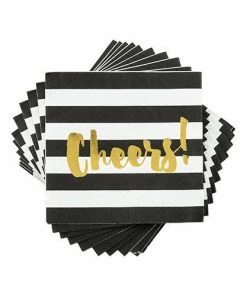 Cakewalk Black Stripe Foiled Cheers Napkin Napkins