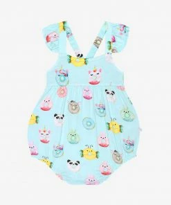 Posh Peanut Baby Donuts Basic Ruffled Capsleeve Bubble Romper