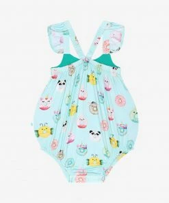 Posh Peanut Baby Donuts Basic Ruffled Capsleeve Bubble Romper