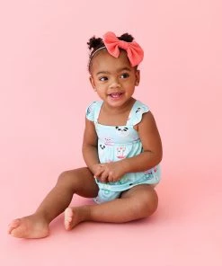Posh Peanut Baby Donuts Basic Ruffled Capsleeve Bubble Romper