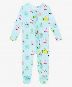 Posh Peanut Donuts Footie Ruffled Zippered One Piece Baby